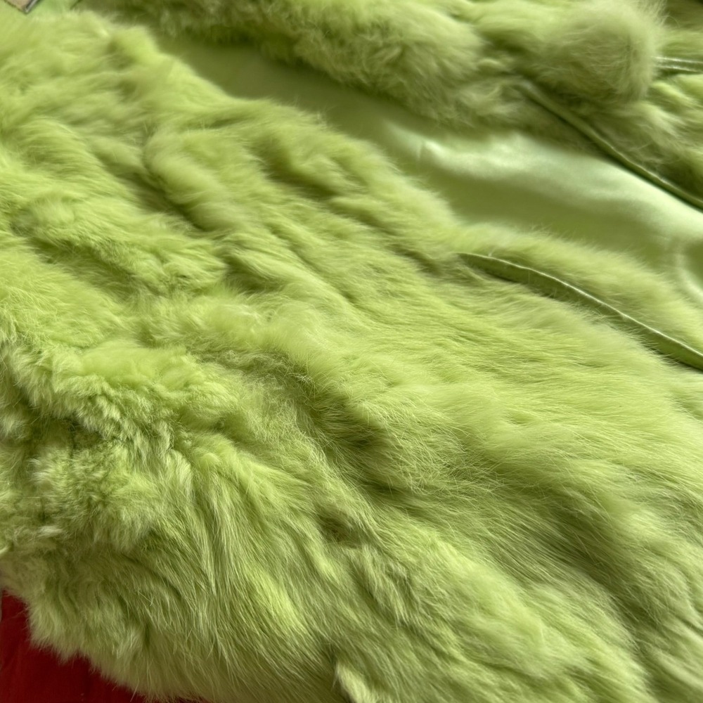 Chartreuse‎ Green Rabbit Fur Vest - Picture 5 of 14